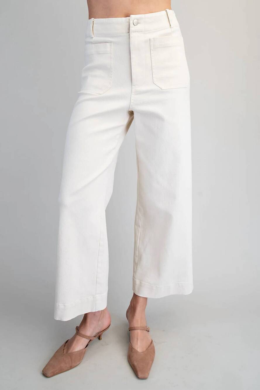NEW EESOME soft washed wide leg pants in off white